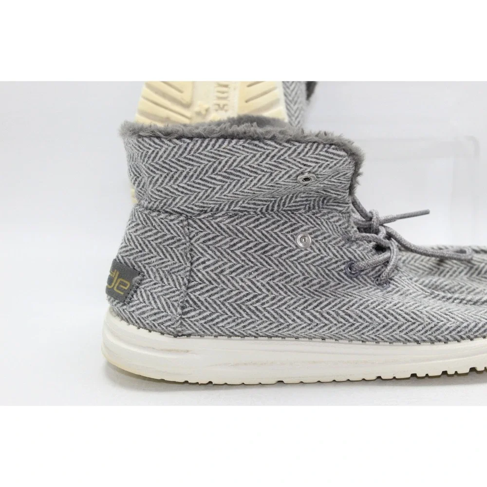Hey Dude Britt Herringbone‎ Grey Faux Fur Lined Ankle Boots Womens 9 121773133